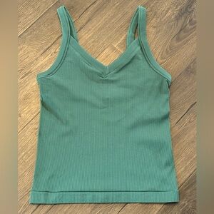 Athleta Renew Ribbed V-Neck Tank Green Seamless XS